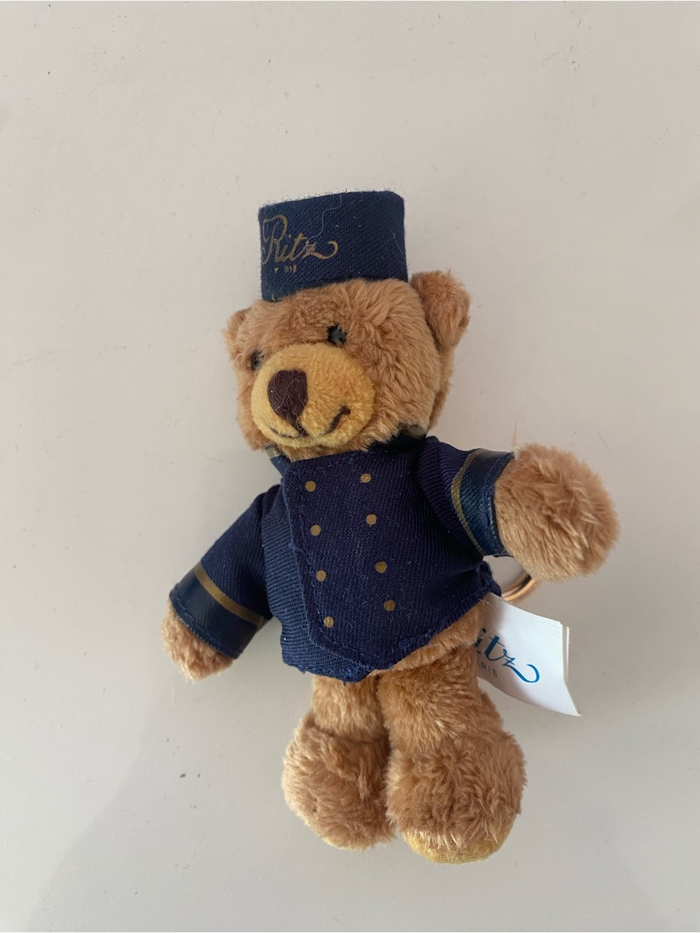 Ritz Paris Hotel Bellhop Teddy Bear Plush Keychain